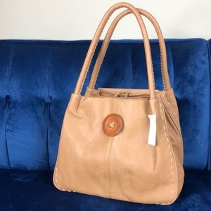 Taupe over the shoulder purse